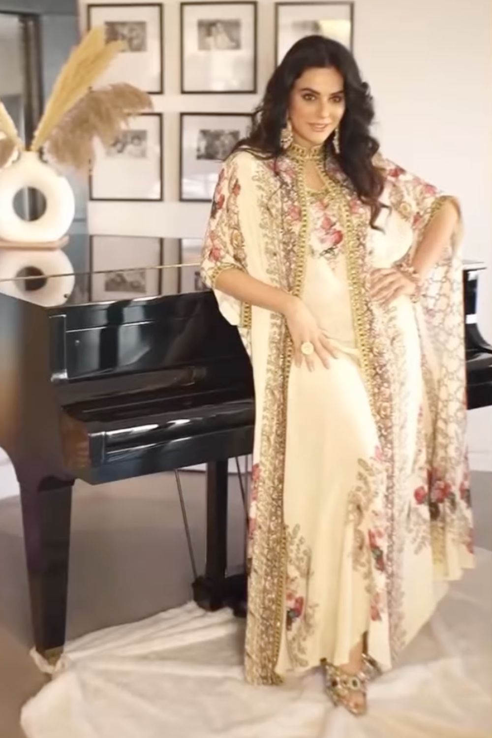 Sara Arfeen Khan in our Naaz Cape Kaftan Gown