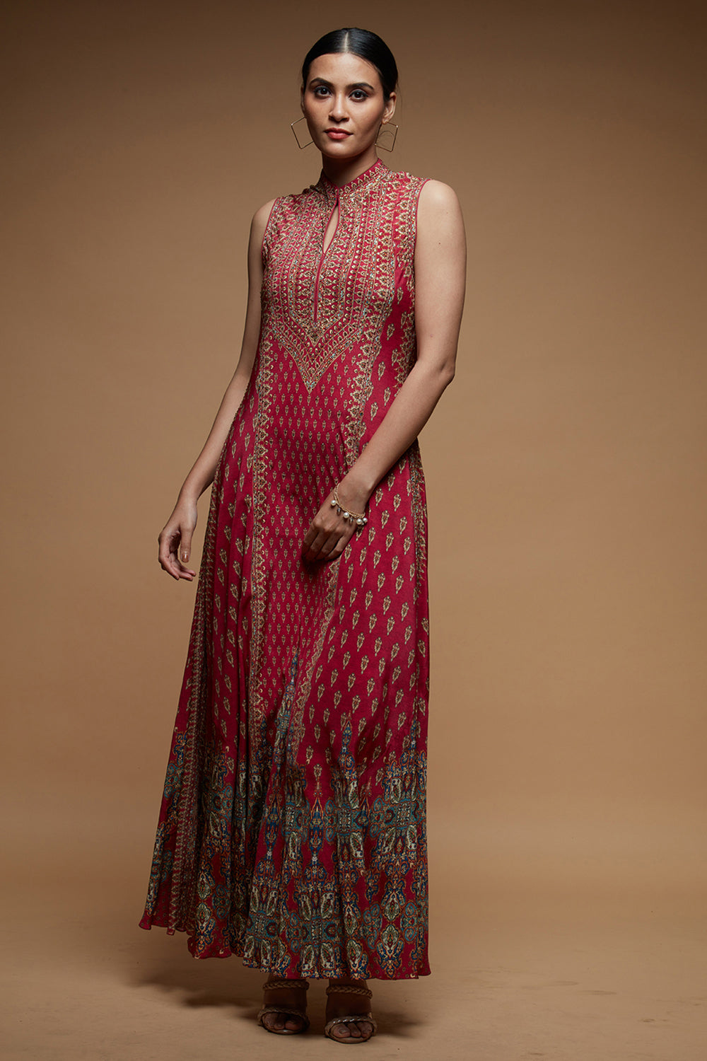 Fuchsia Ditsy Floral Gown