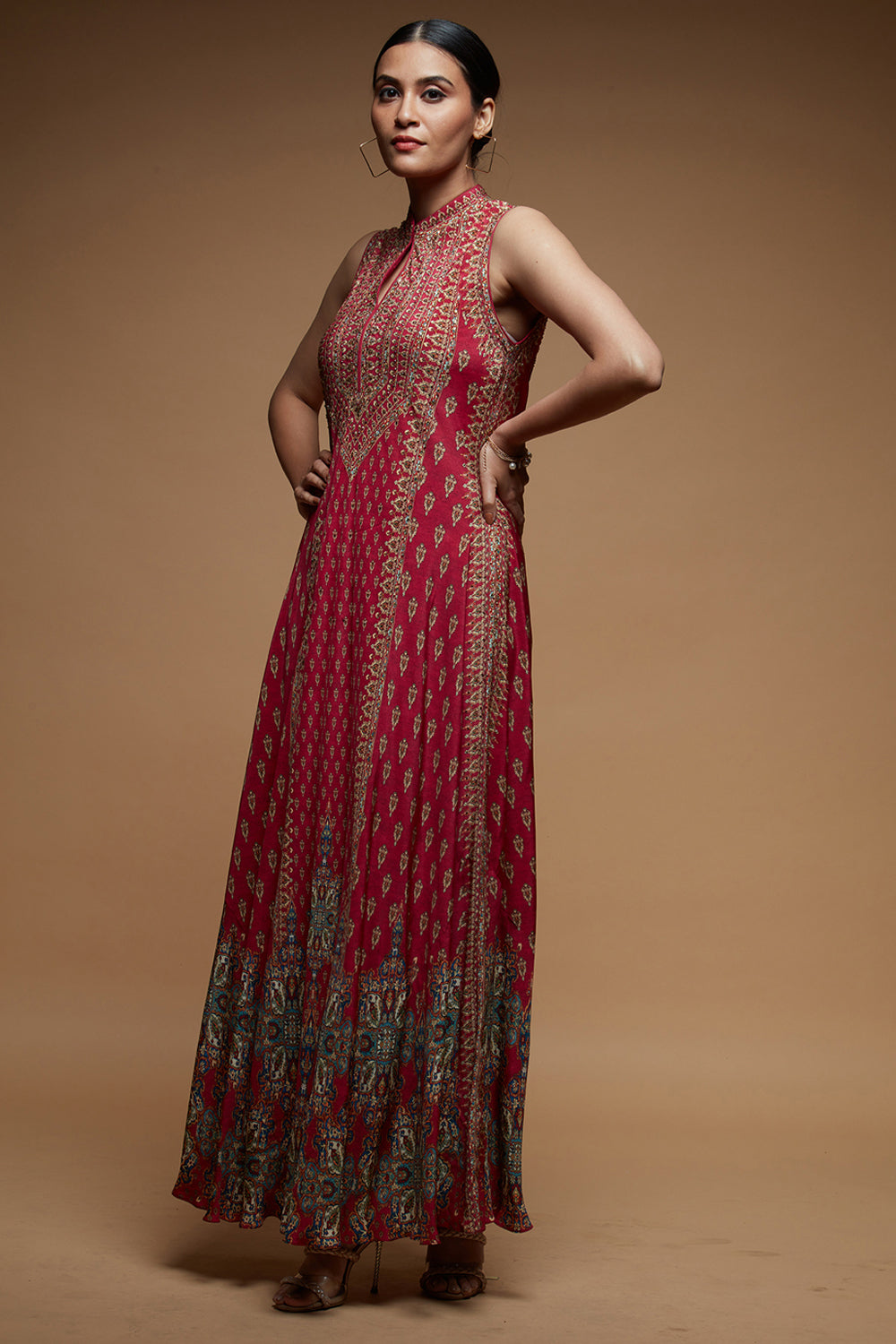 Fuchsia Ditsy Floral Gown