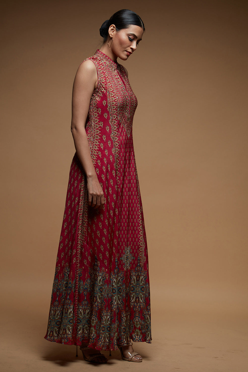 Fuchsia Ditsy Floral Gown