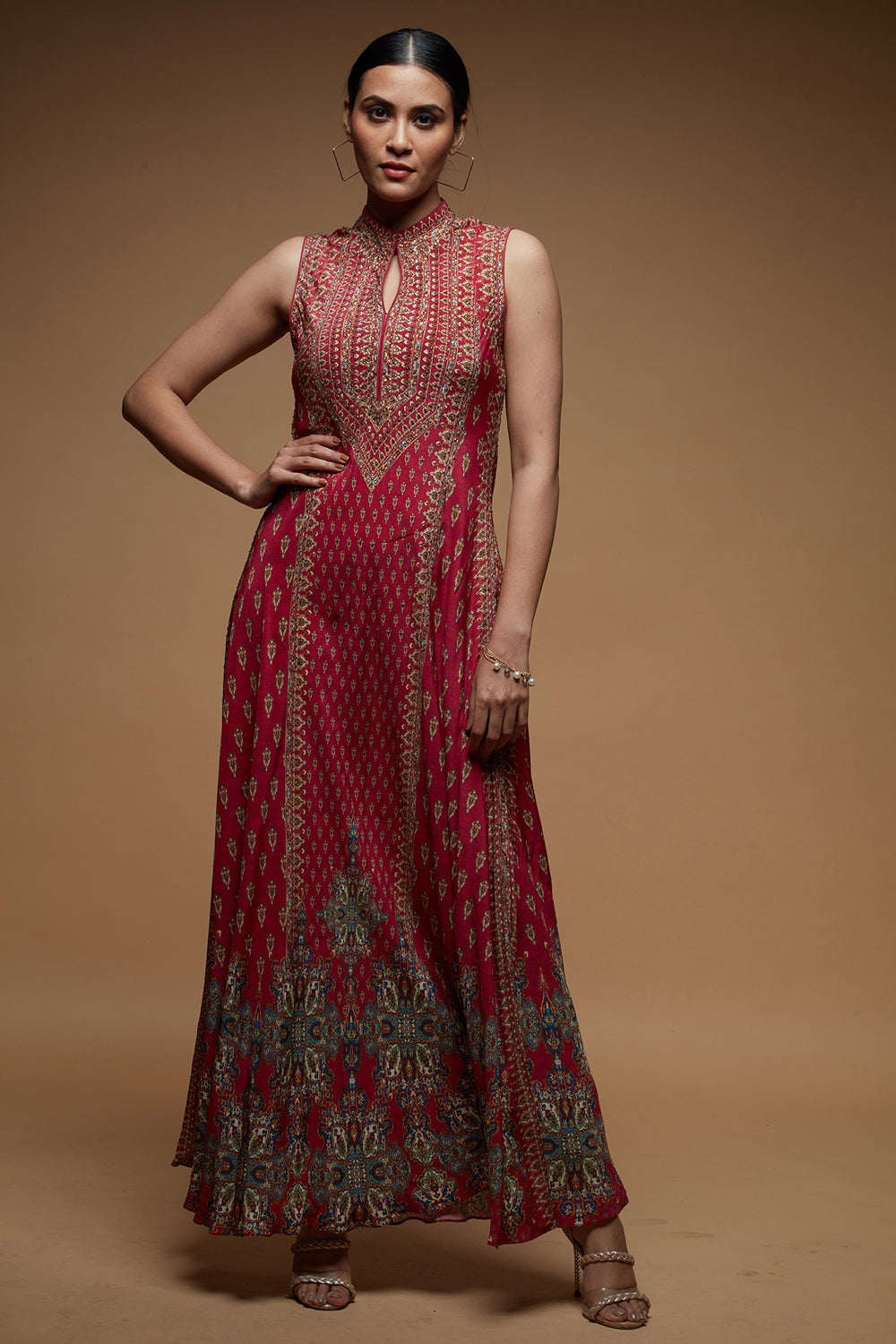 Fuchsia Ditsy Floral Gown
