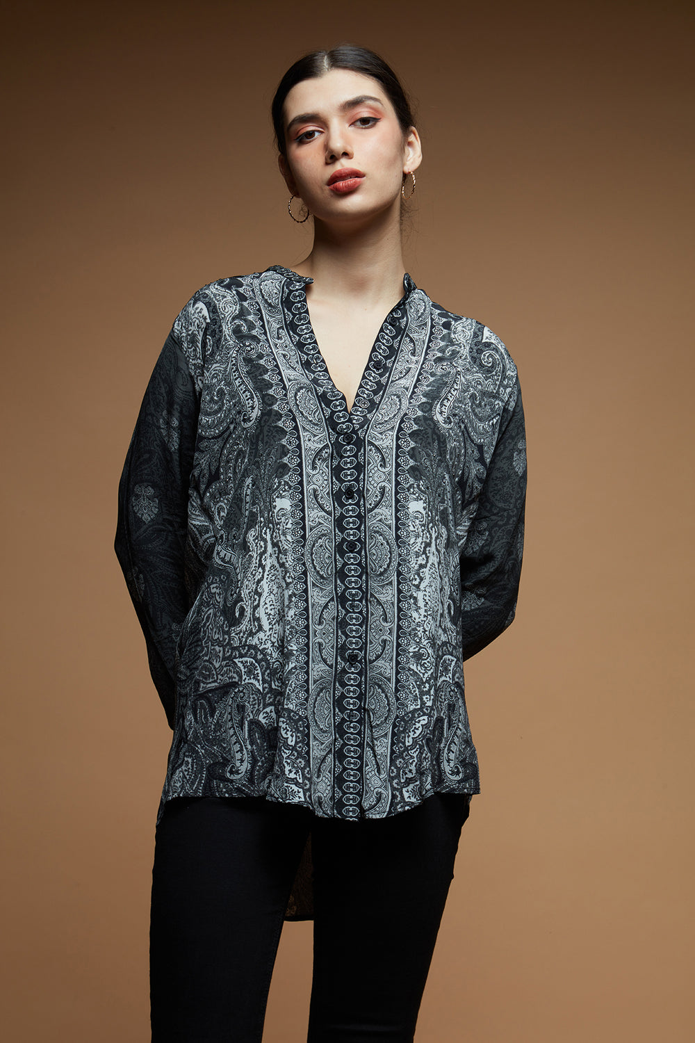 Distressed Paisley Print Shirt