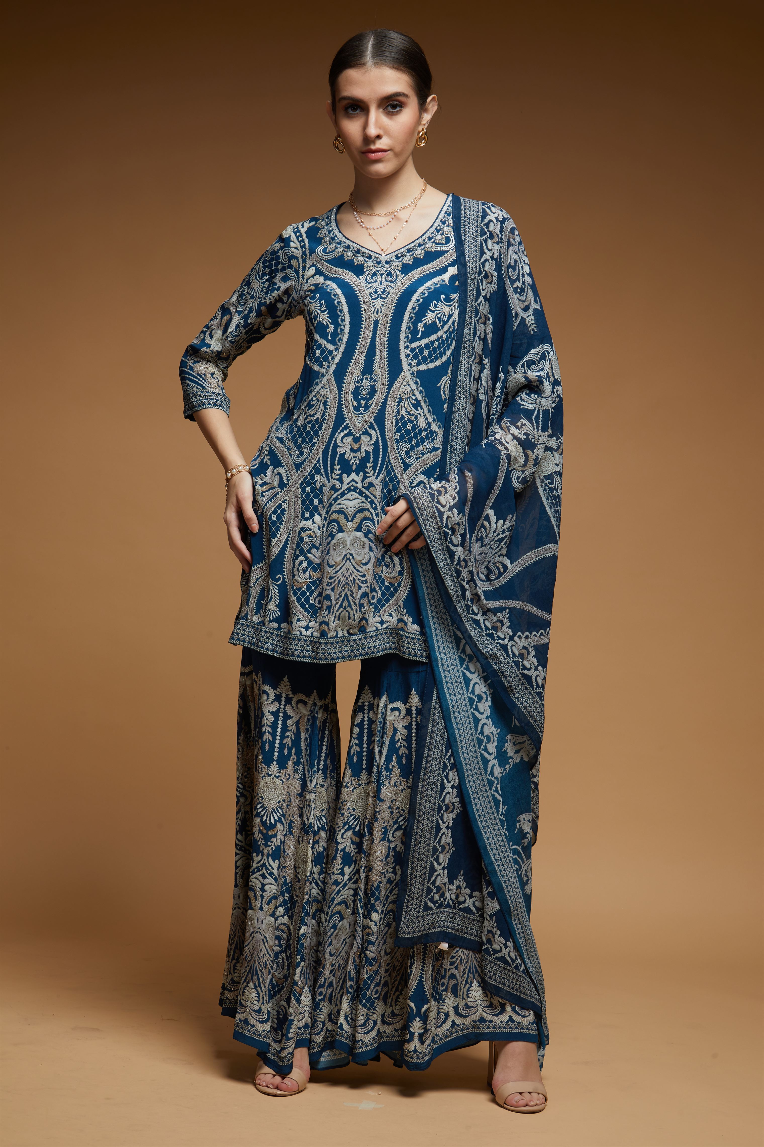 Blue Color Sharara