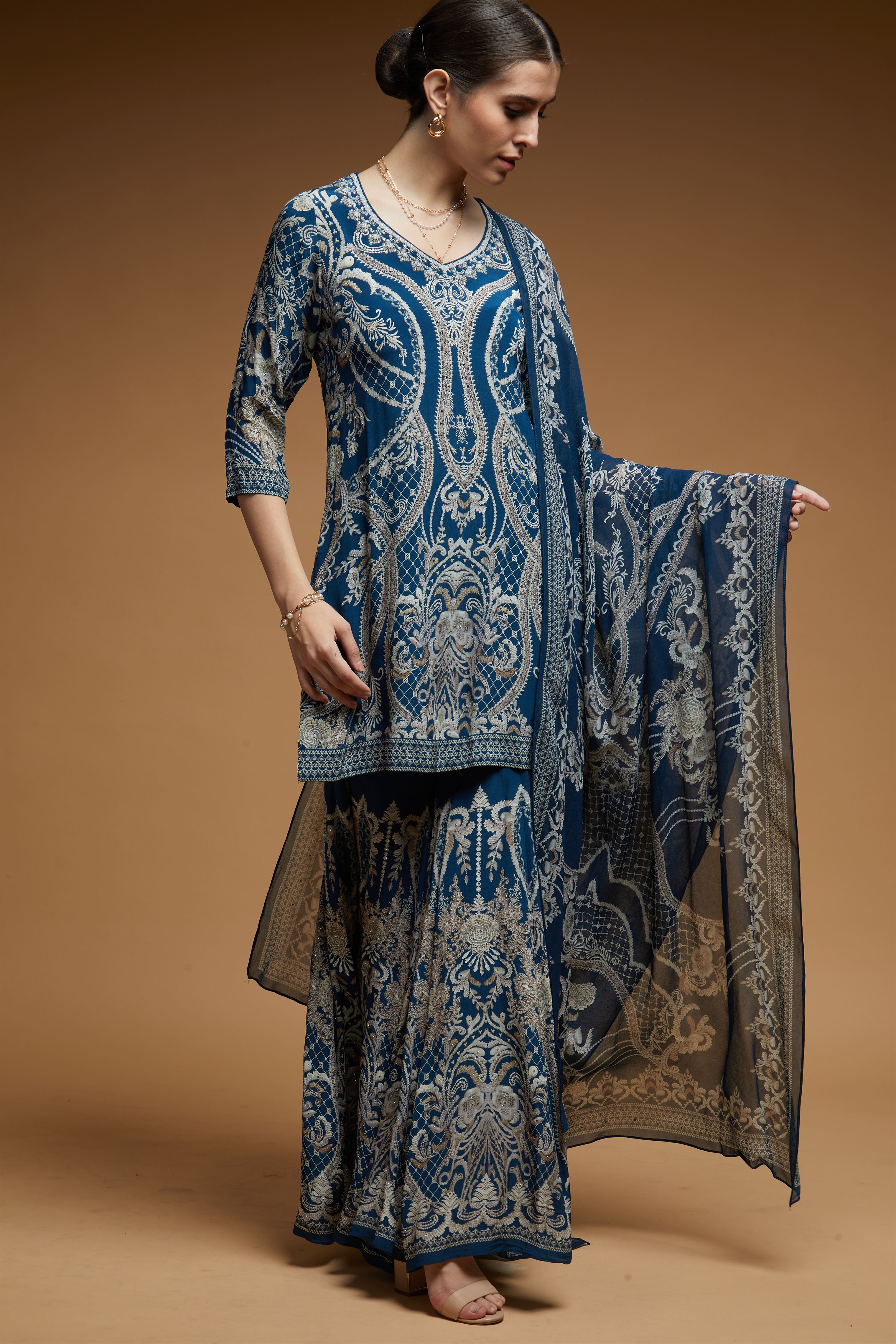 Blue Color Sharara