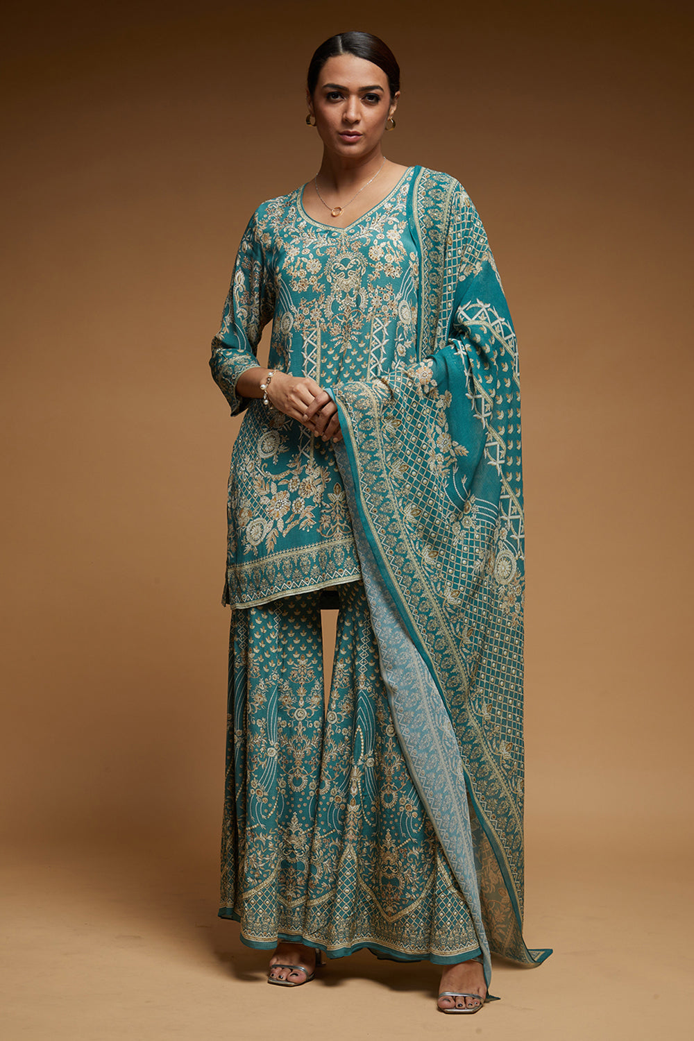 Dark Aqua Color Sharara
