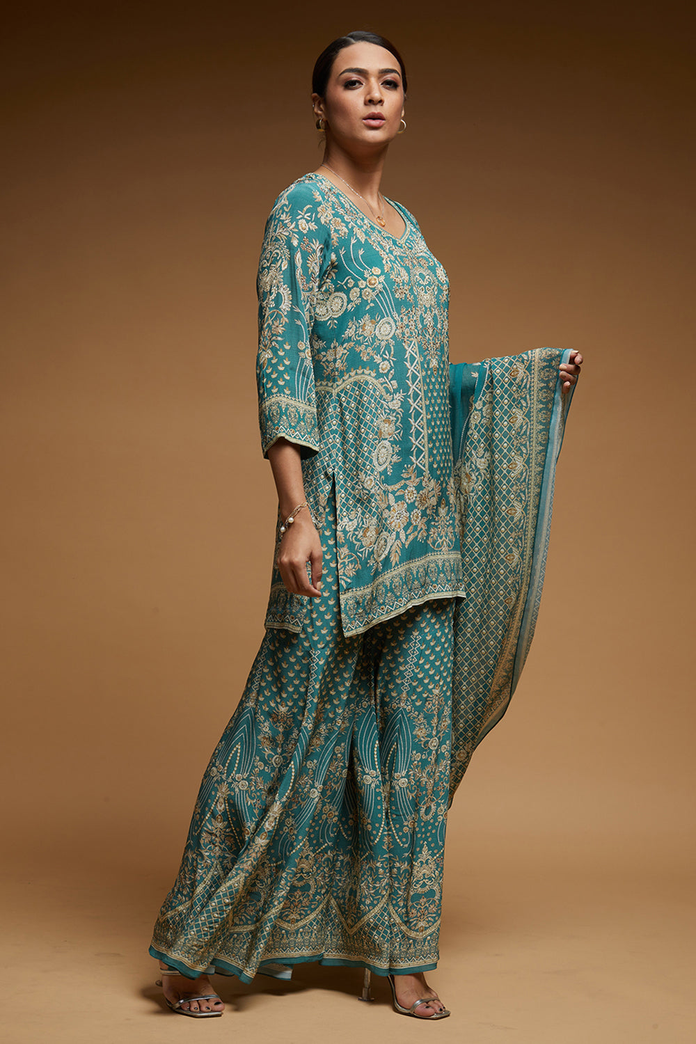 Dark Aqua Color Sharara