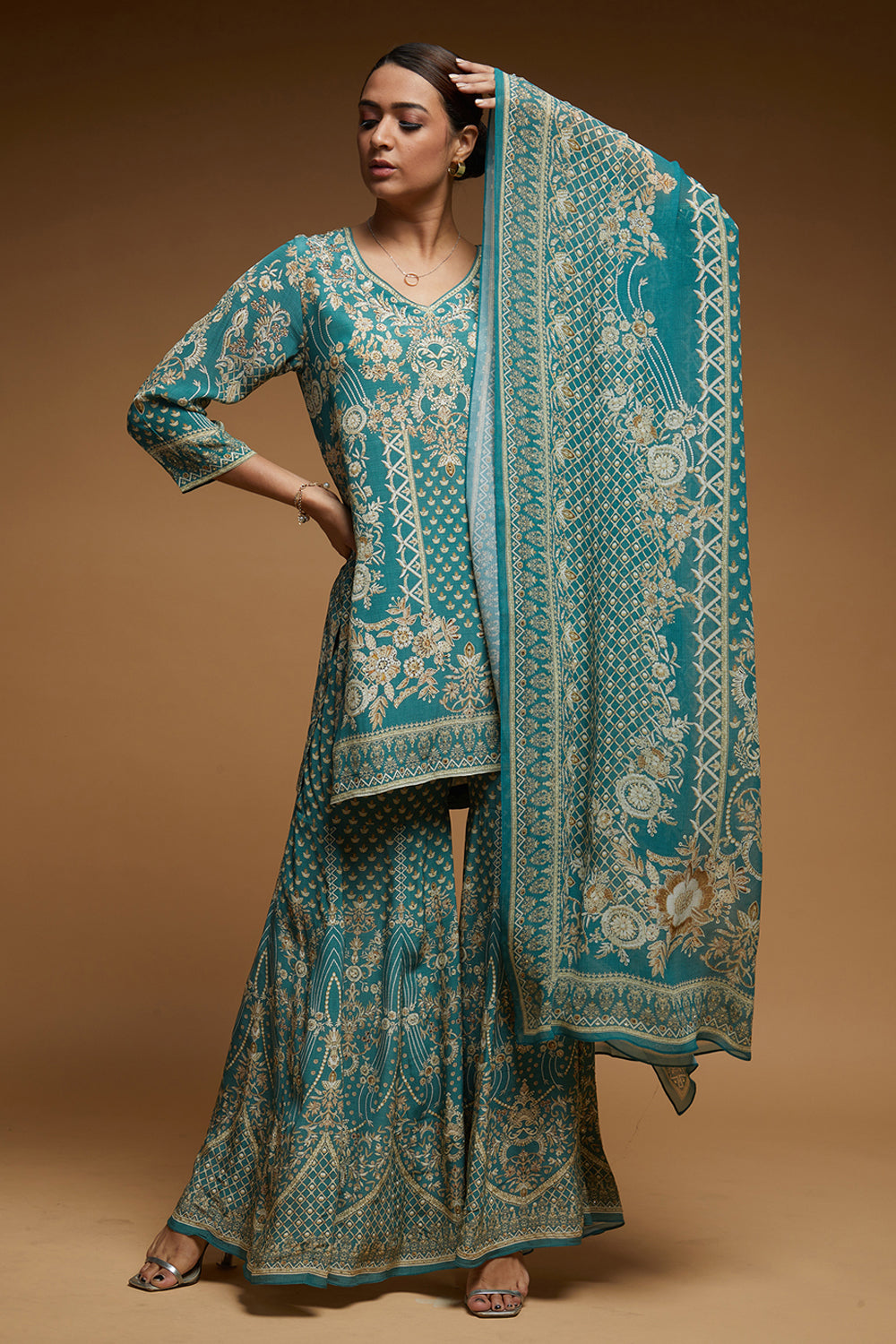Dark Aqua Color Sharara