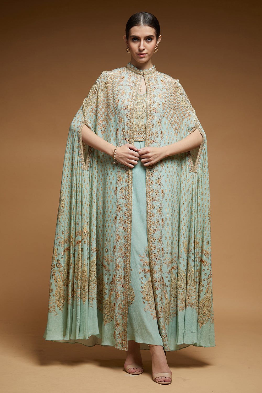 Daqiq Cape Kaftan Gown