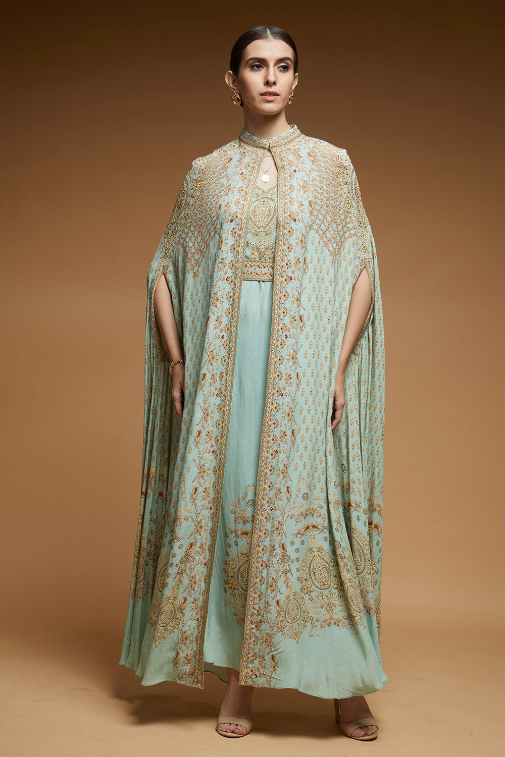Daqiq Cape Kaftan Gown