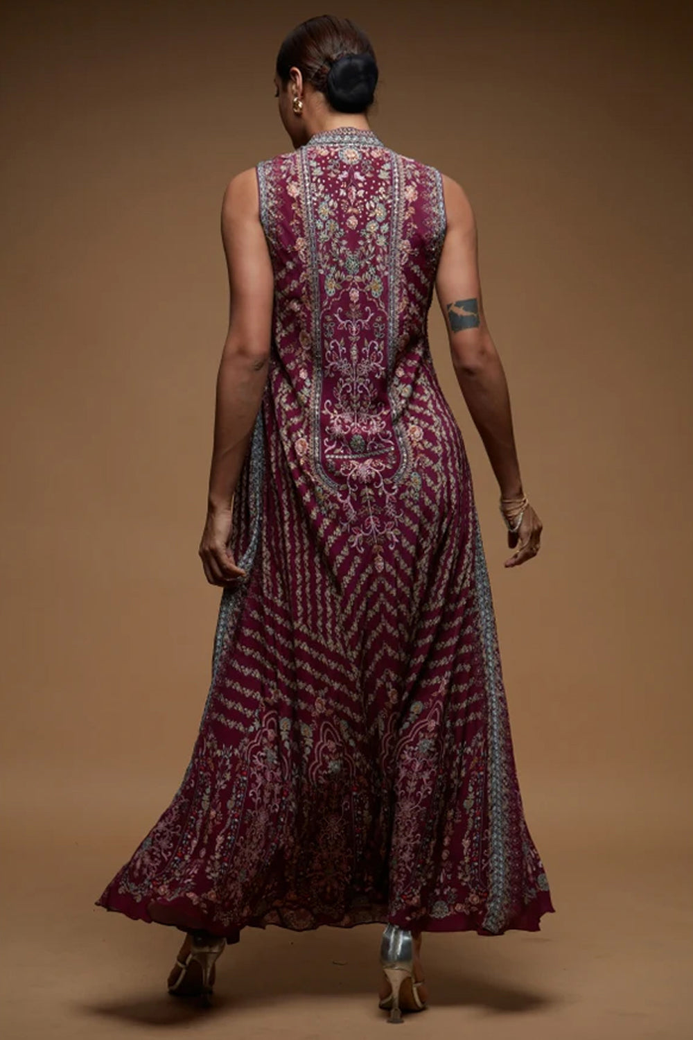 Wine Bejewelled Gown