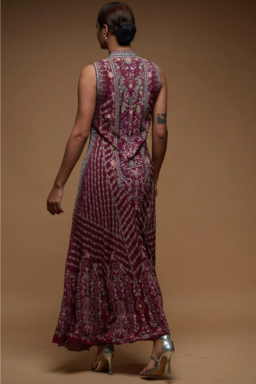 Wine Bejewelled Gown