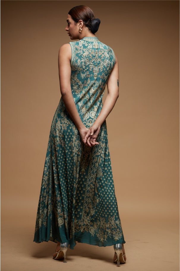 Dark Aqua Color Gown