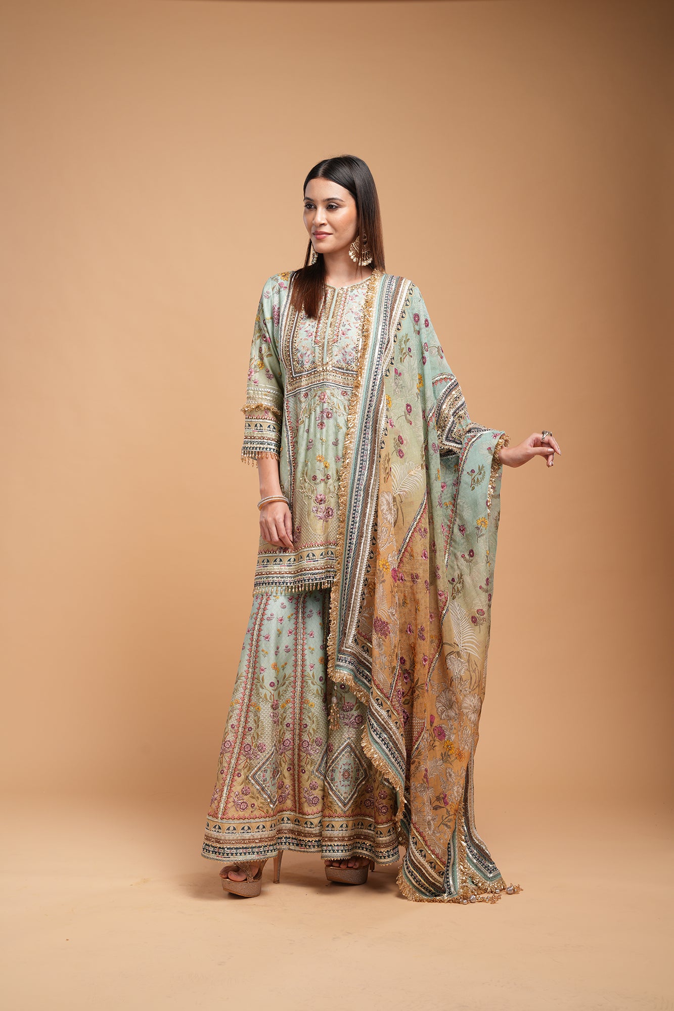 Aqua Color Sharara Set