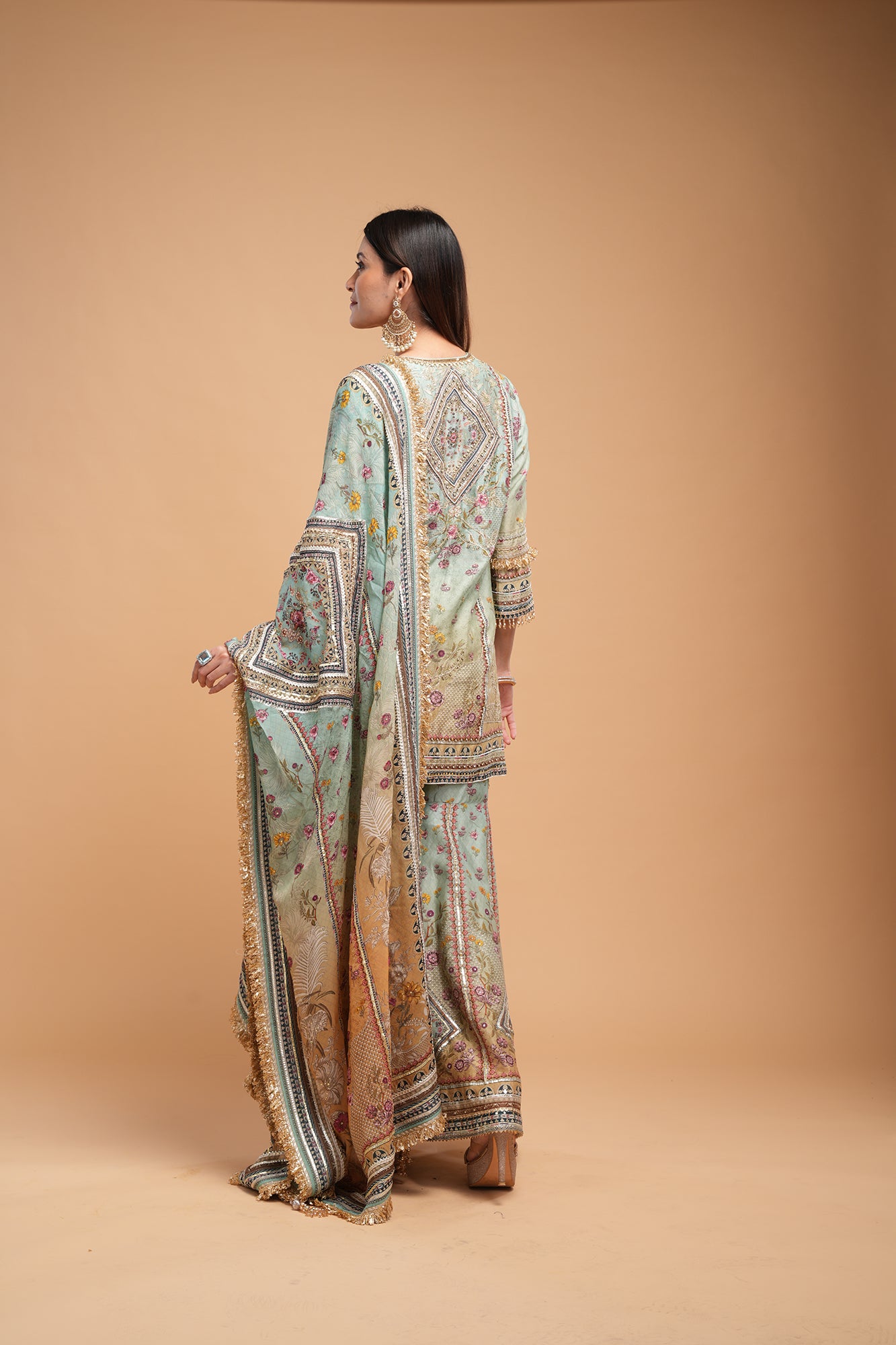 Aqua Color Sharara Set