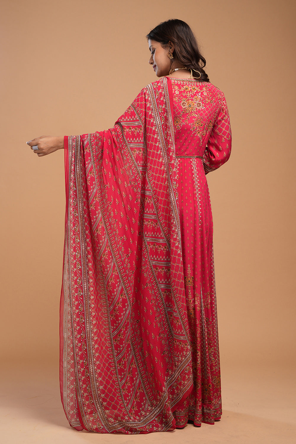 Red Anarkali Suit Set