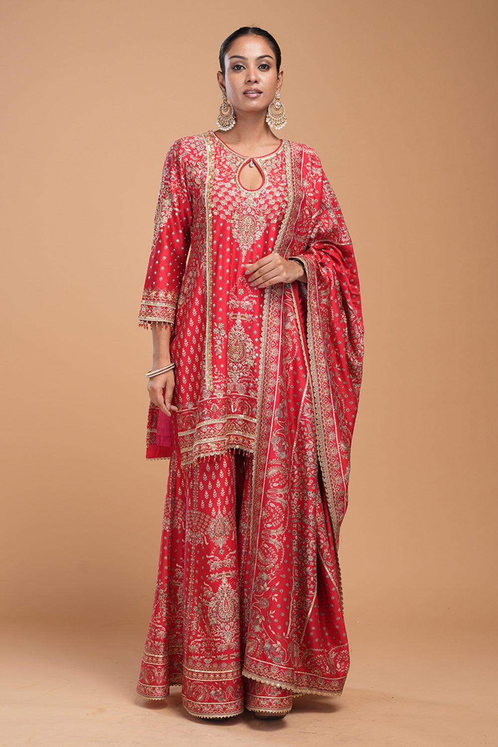 Red Sharara Set