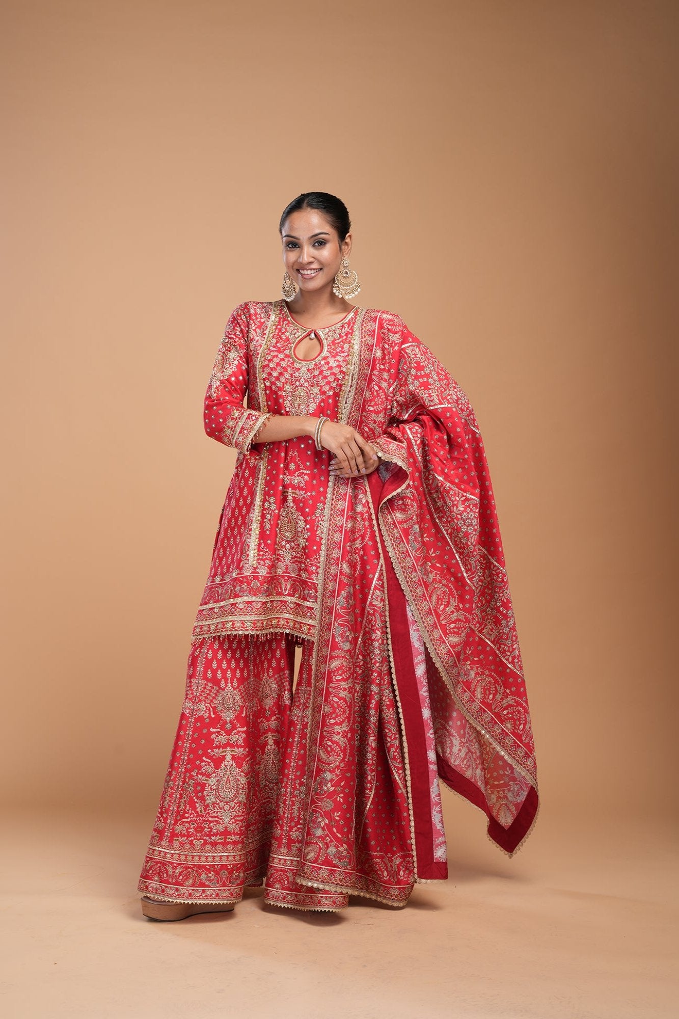 red-color-sharara-6