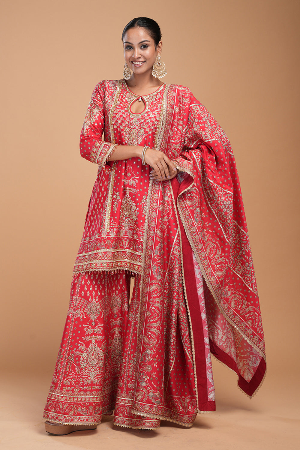 Red Sharara Set