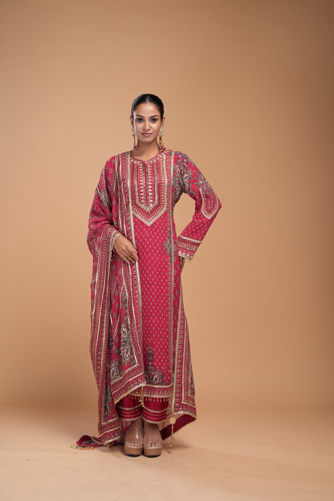 Fuchsia-Color-Suit-Set