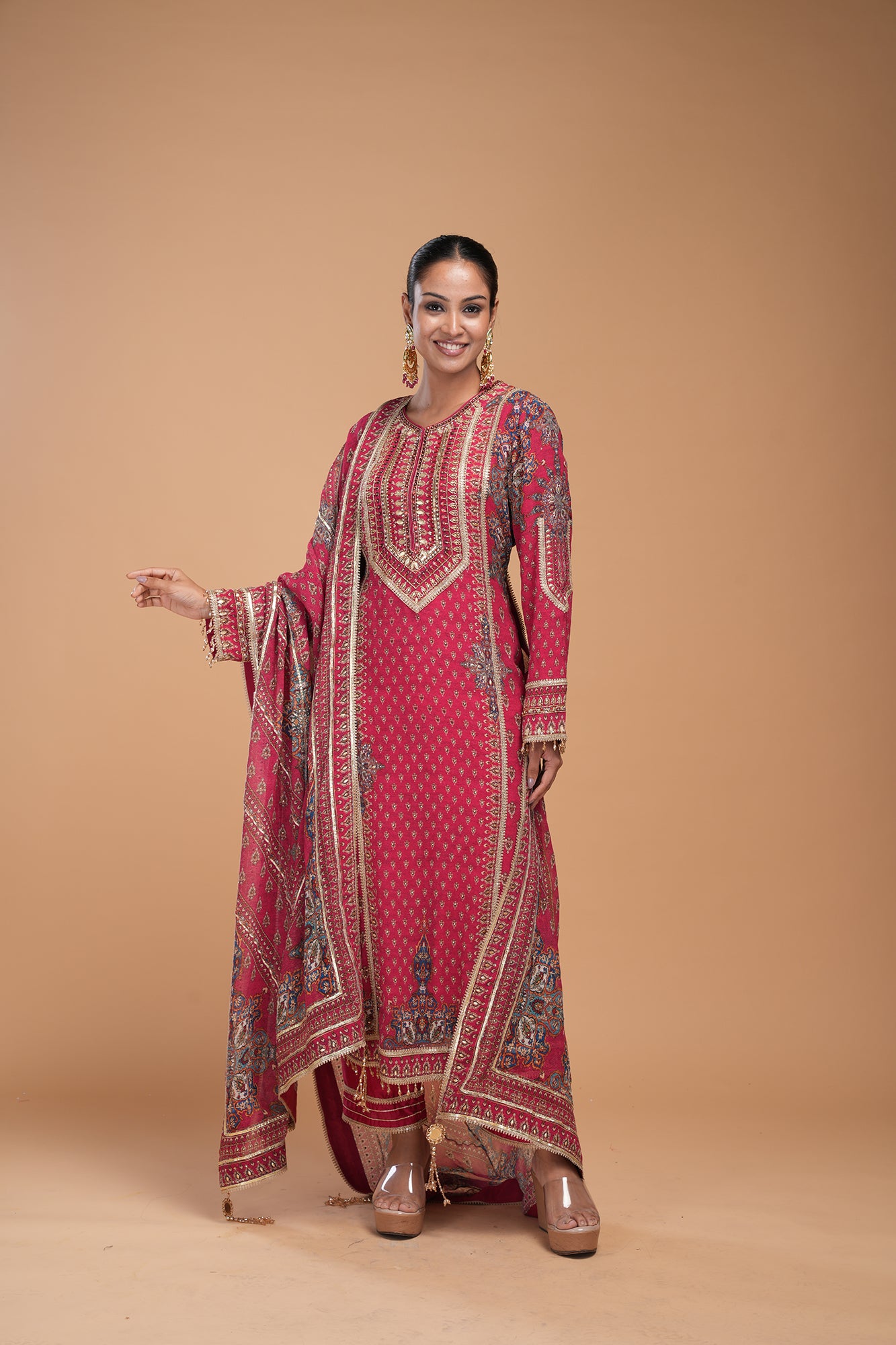 Fuchsia-Color-Suit-Set