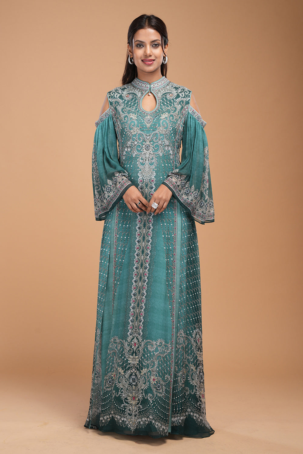 Teal Printed Kaftan