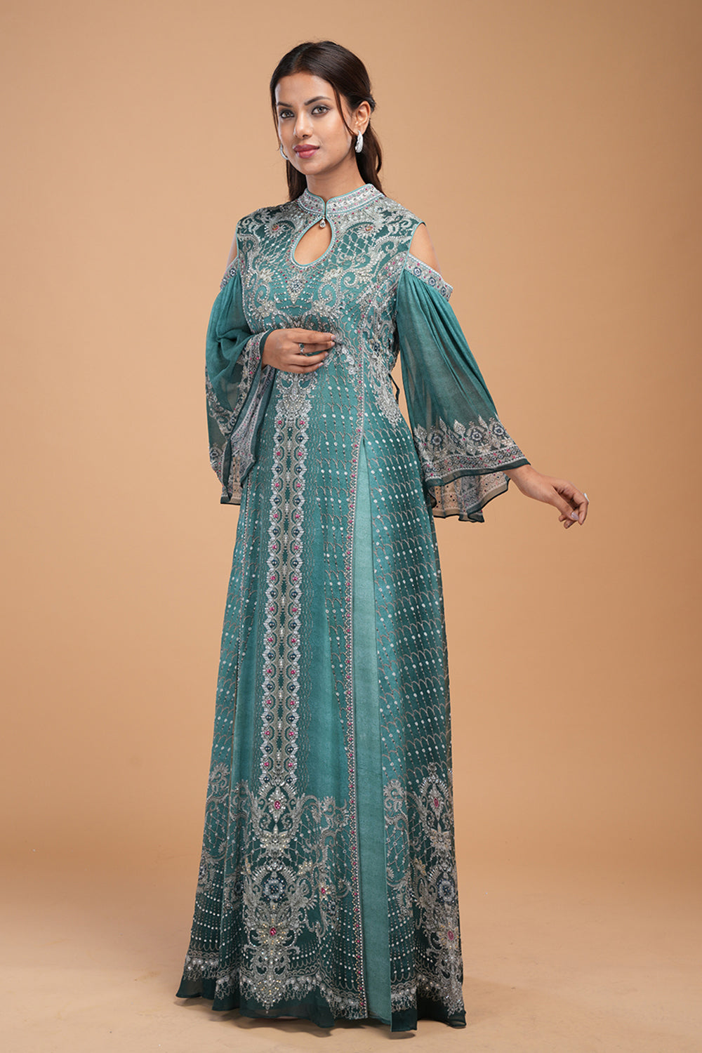 Teal Printed Kaftan