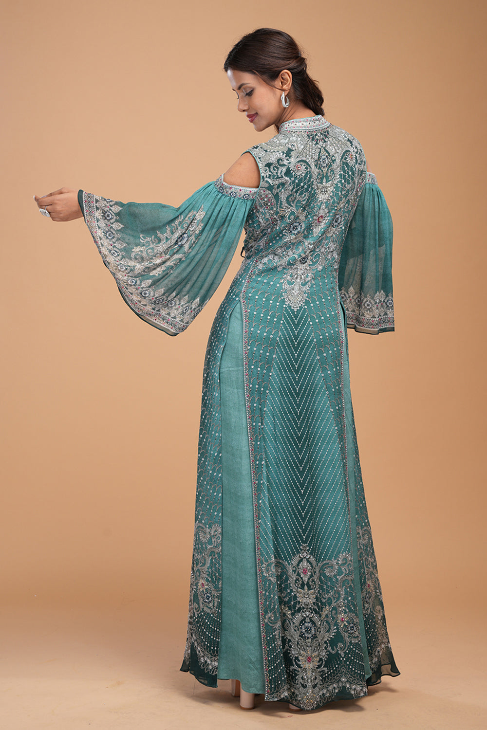 Teal Printed Kaftan