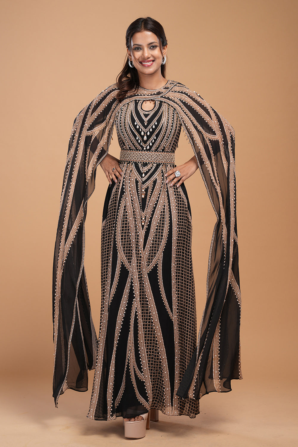 Black And Gold Kaftan