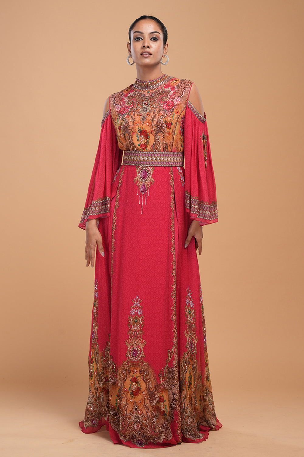 Red Digital Printed Kaftan