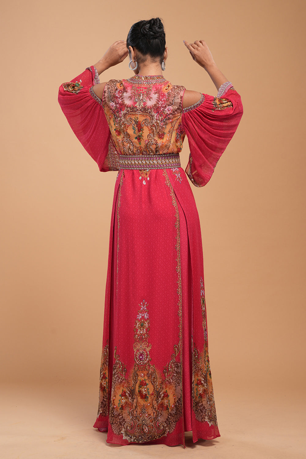 Red Digital Printed Kaftan