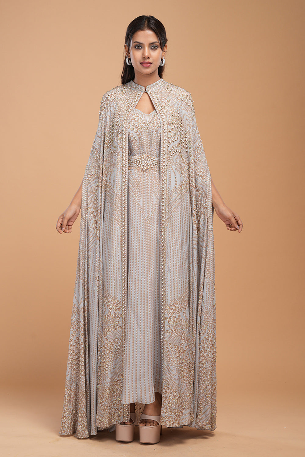 Mahima Chaudhry in our Silver Hoor Kaftan Gown