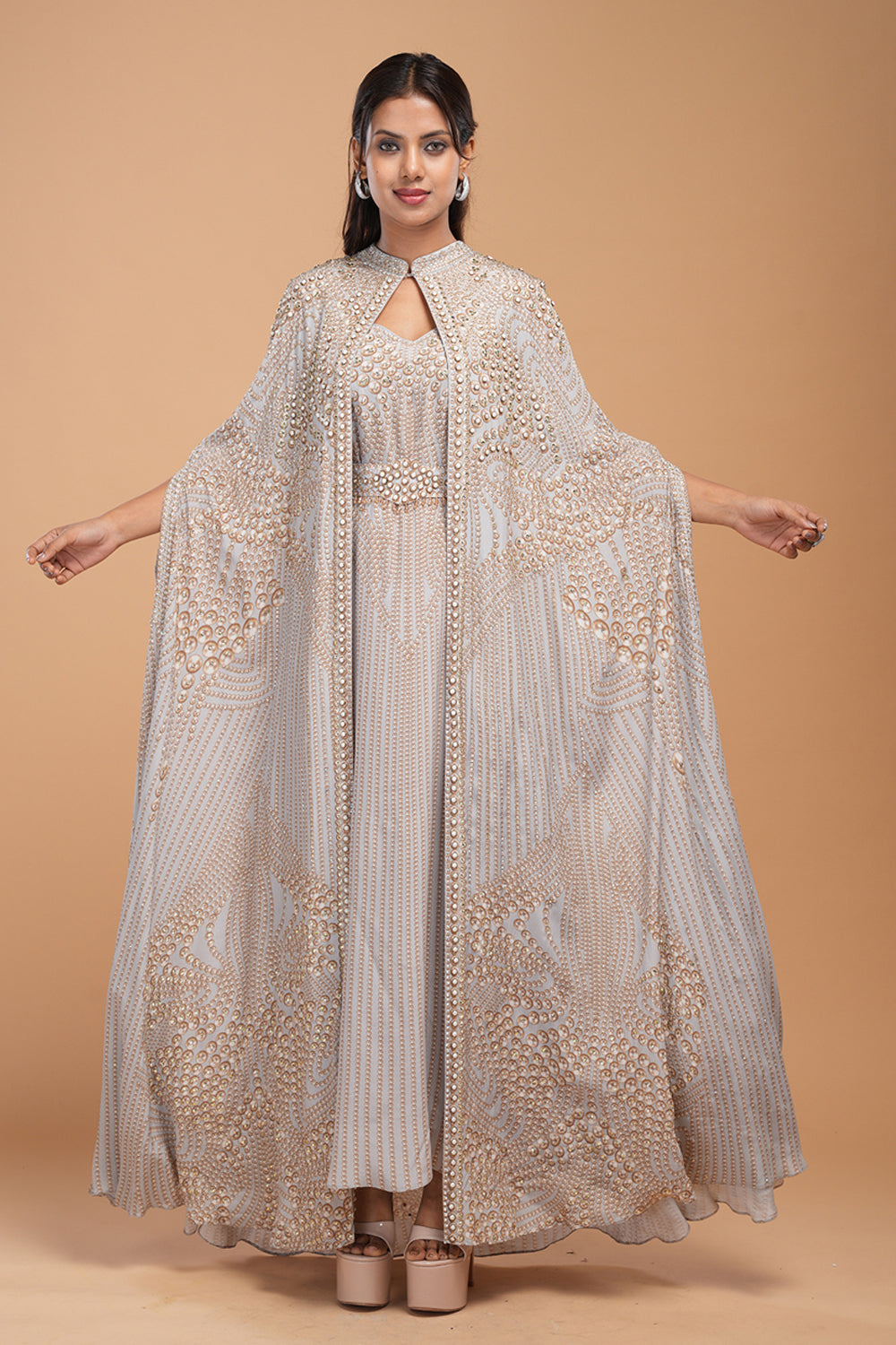Mahima Chaudhry in our Silver Hoor Kaftan Gown