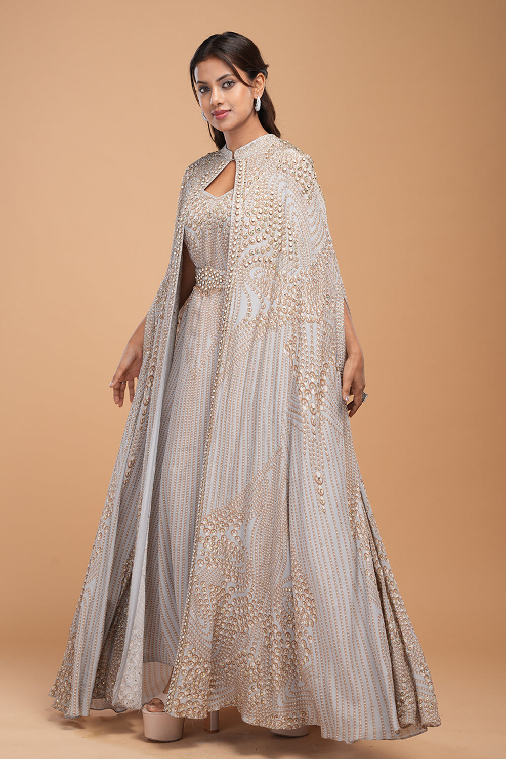 Mahima Chaudhry in our Silver Hoor Kaftan Gown