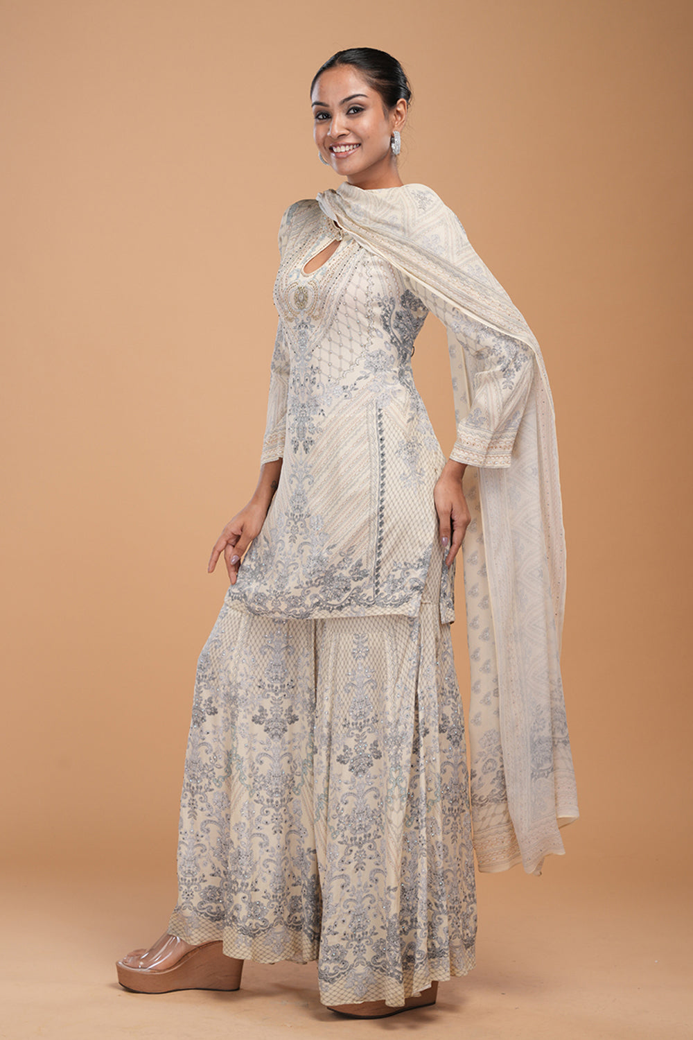 Beige Sharara Set