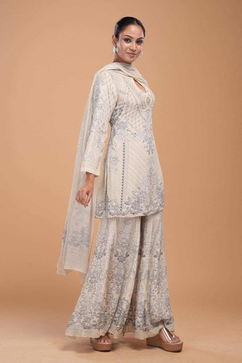 Beige Sharara Set