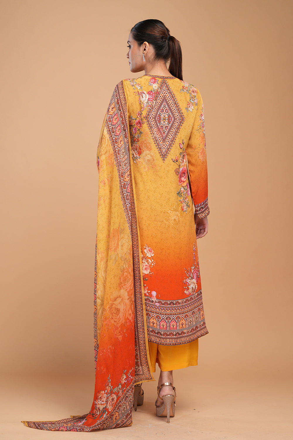 Mustard & Red Color Kurta