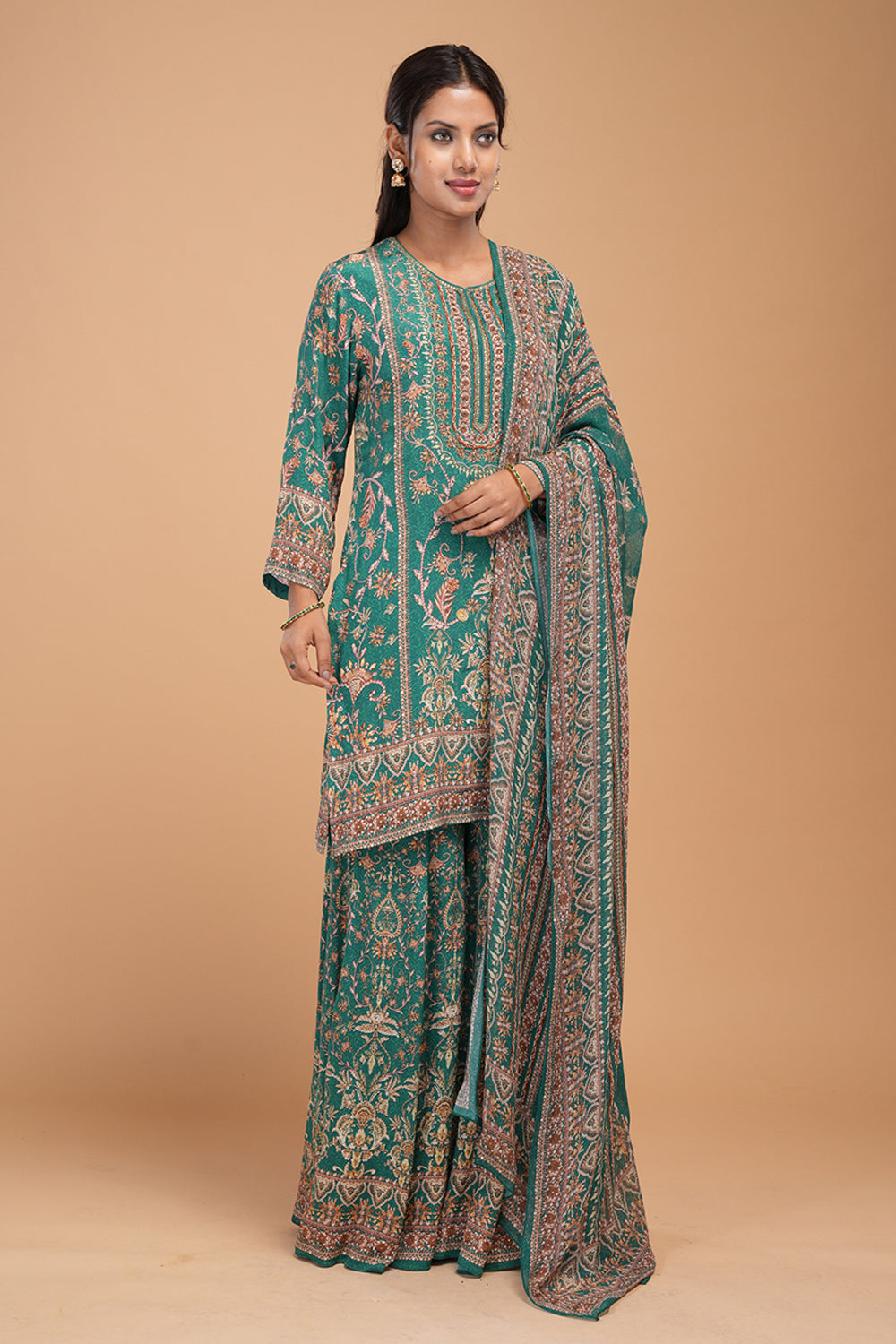 Teal Digital Printed Sharara