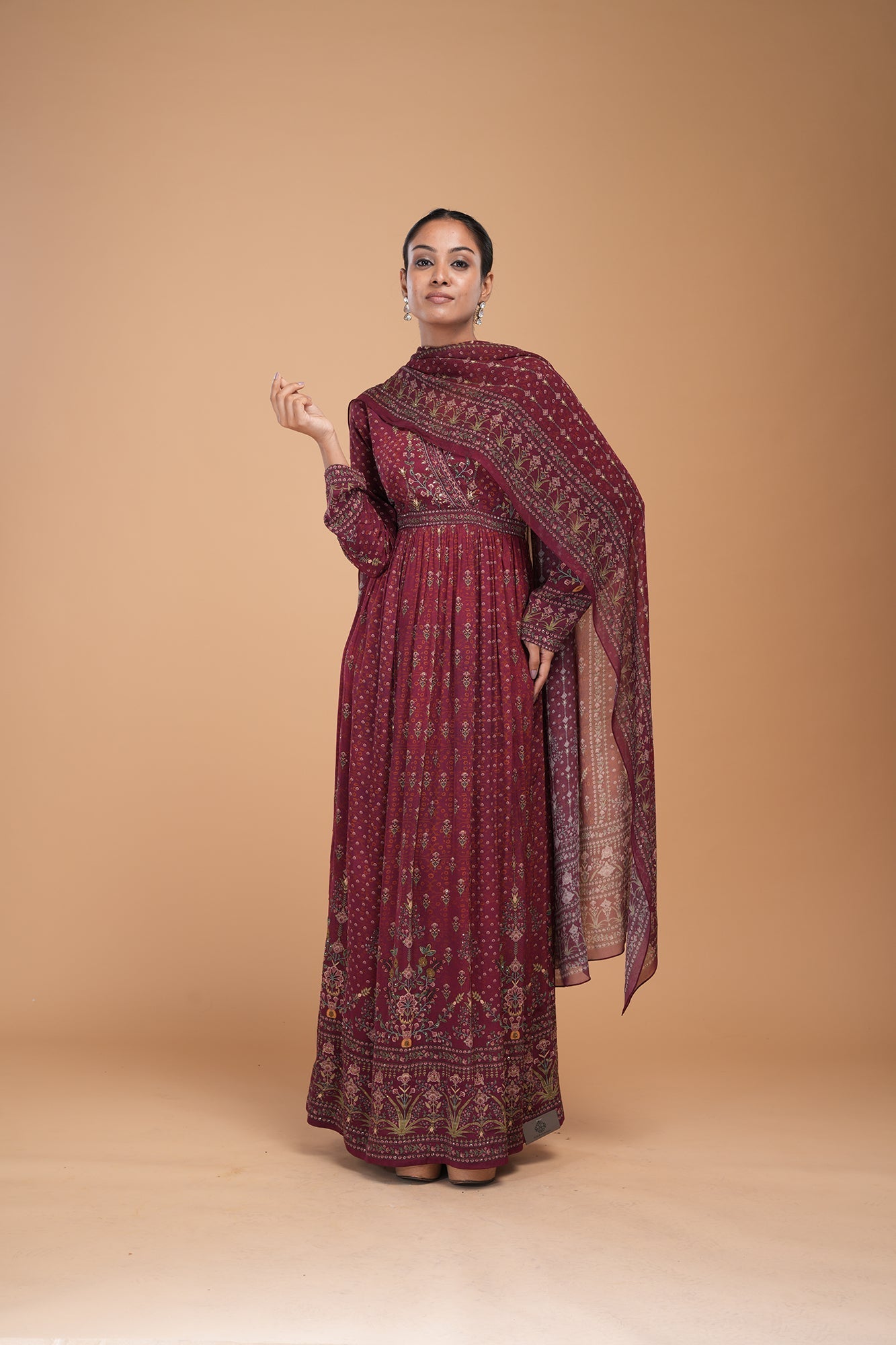 Brown-Color-Anarkali-Suit-Set