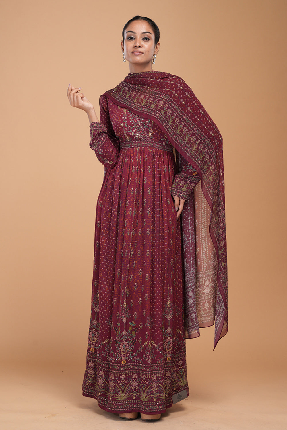 Brown Anarkali Suit Set