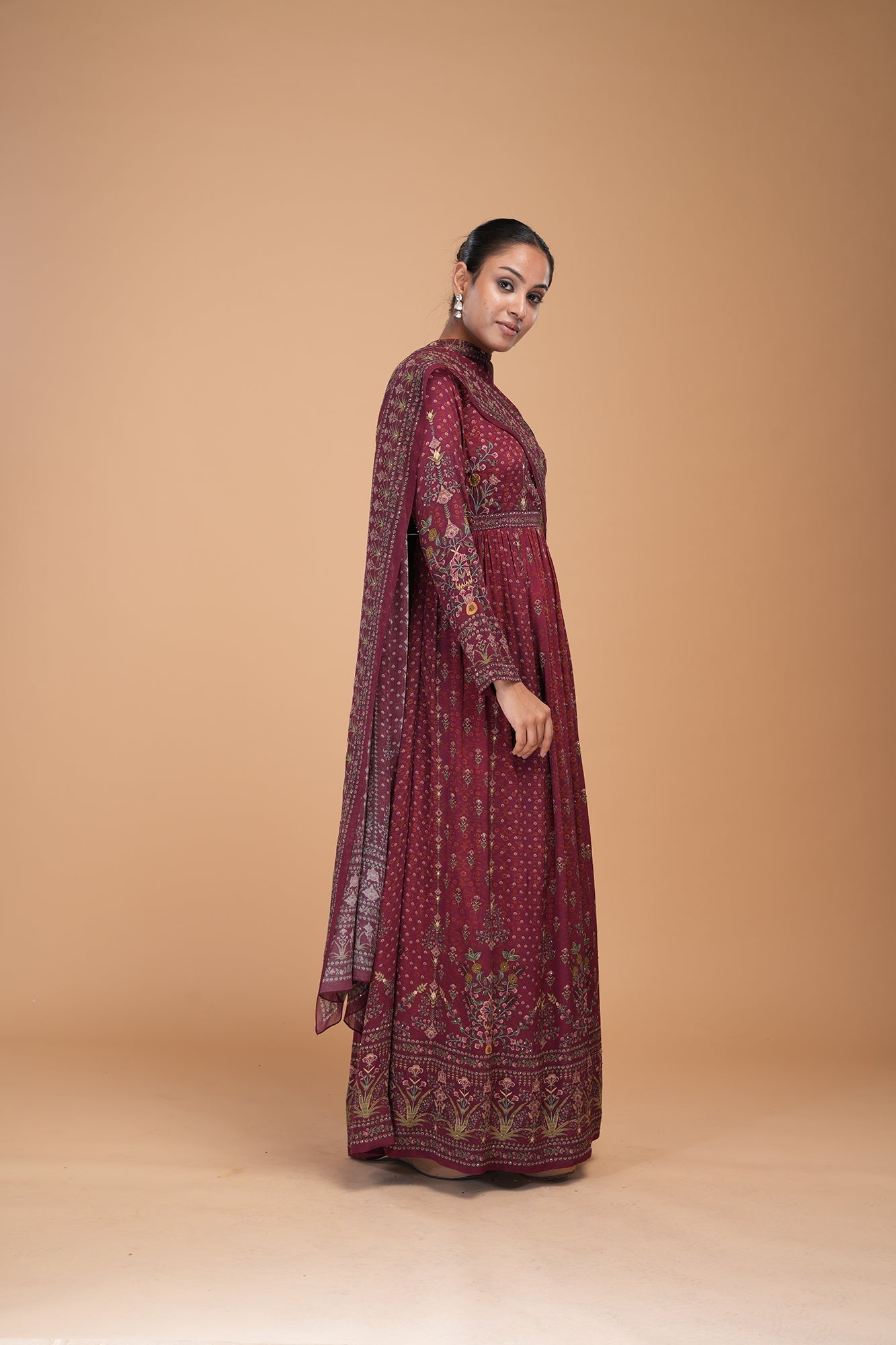 Brown-Color-Anarkali-Suit-Set