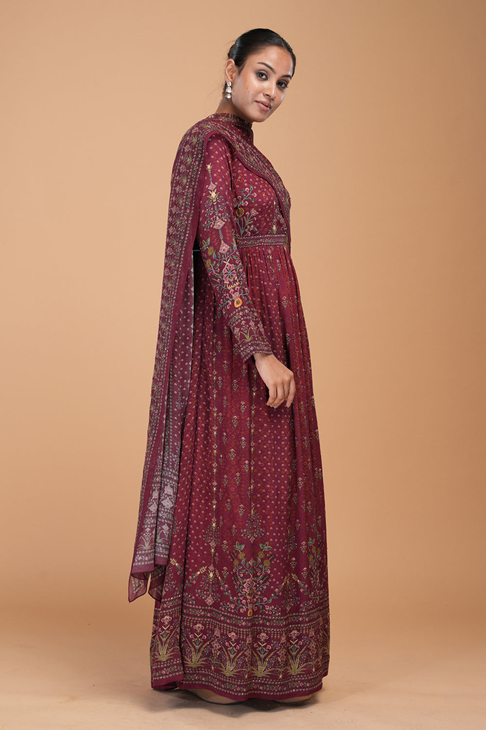 Brown Anarkali Suit Set