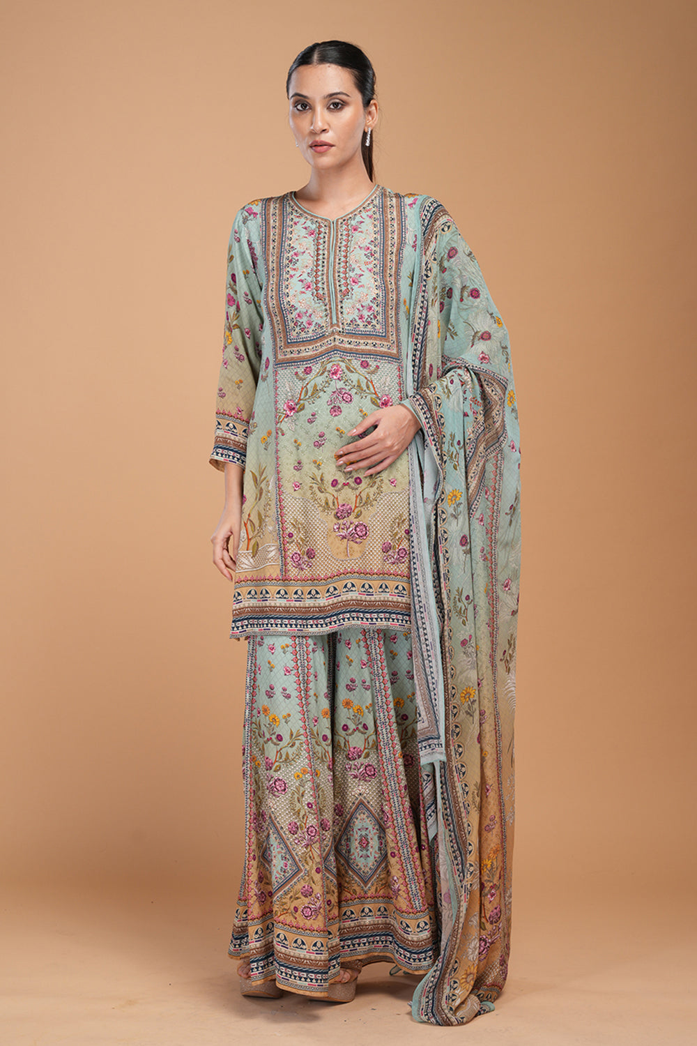 Aqua Sharara Set