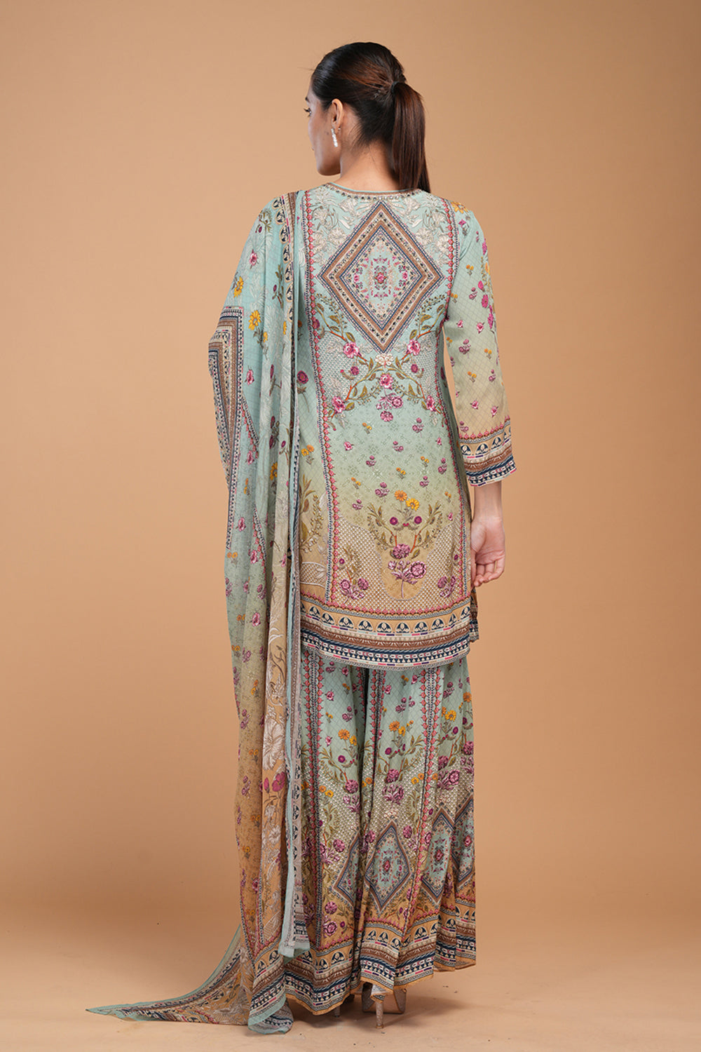 Aqua Sharara Set