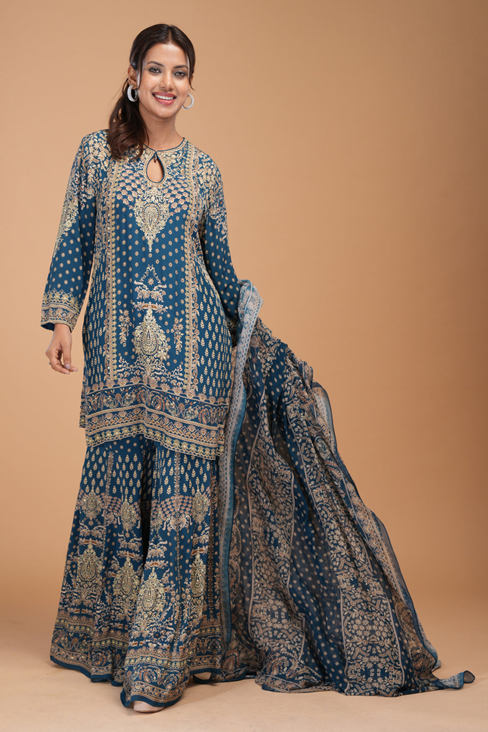 Blue Color Sharara