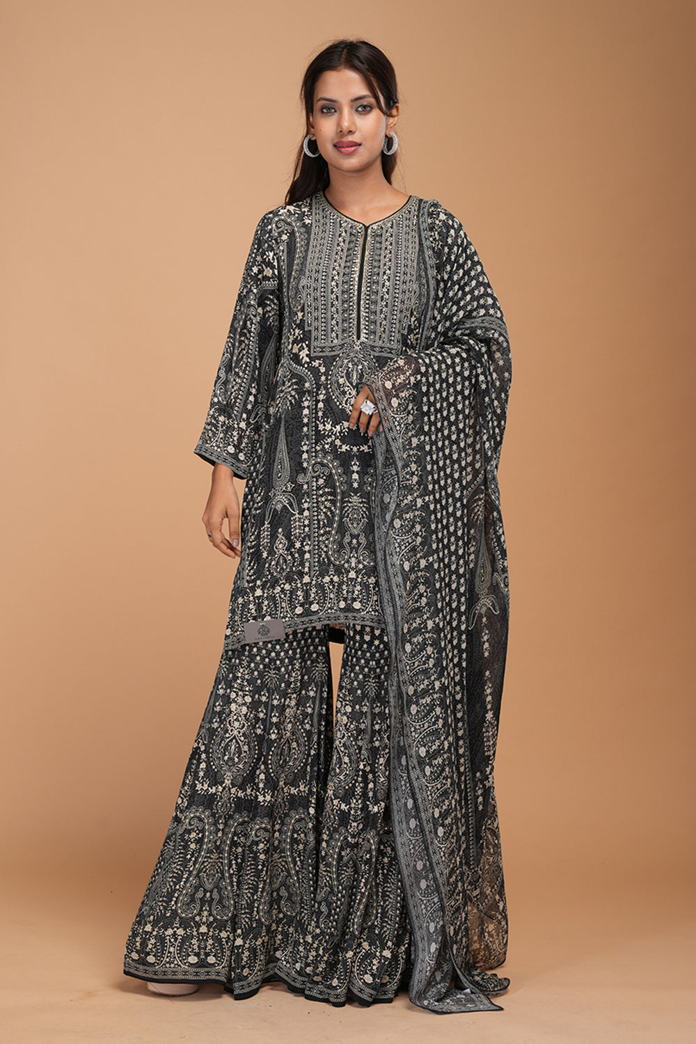 Black Sharara Set