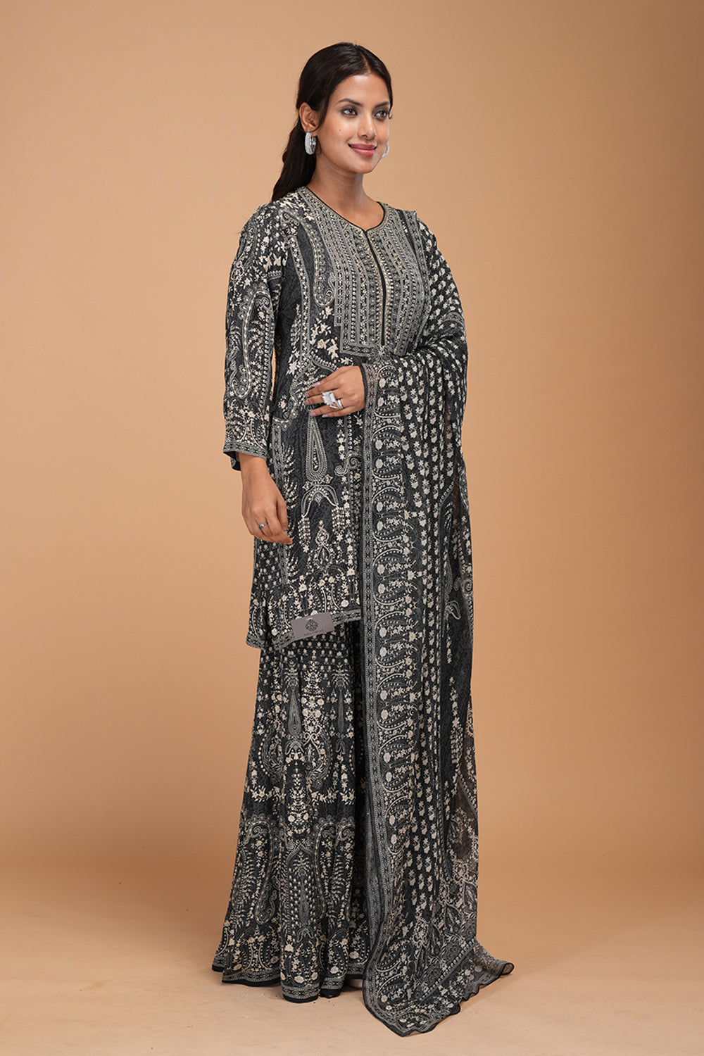 Black Sharara Set