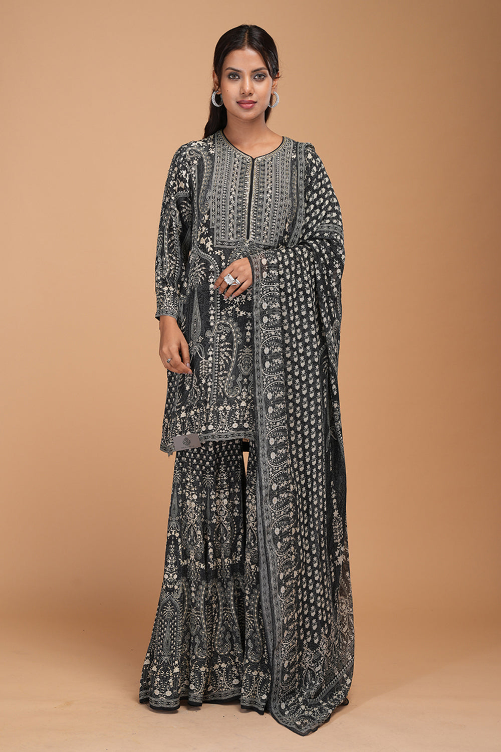 Black Sharara Set