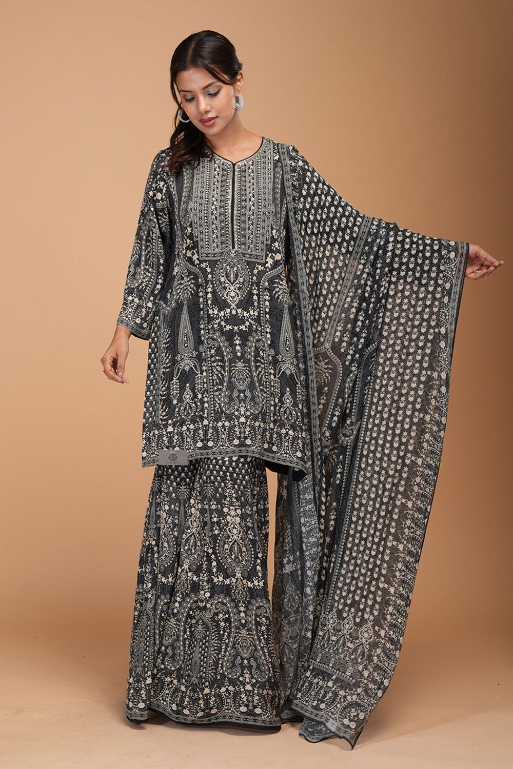 Black Sharara Set