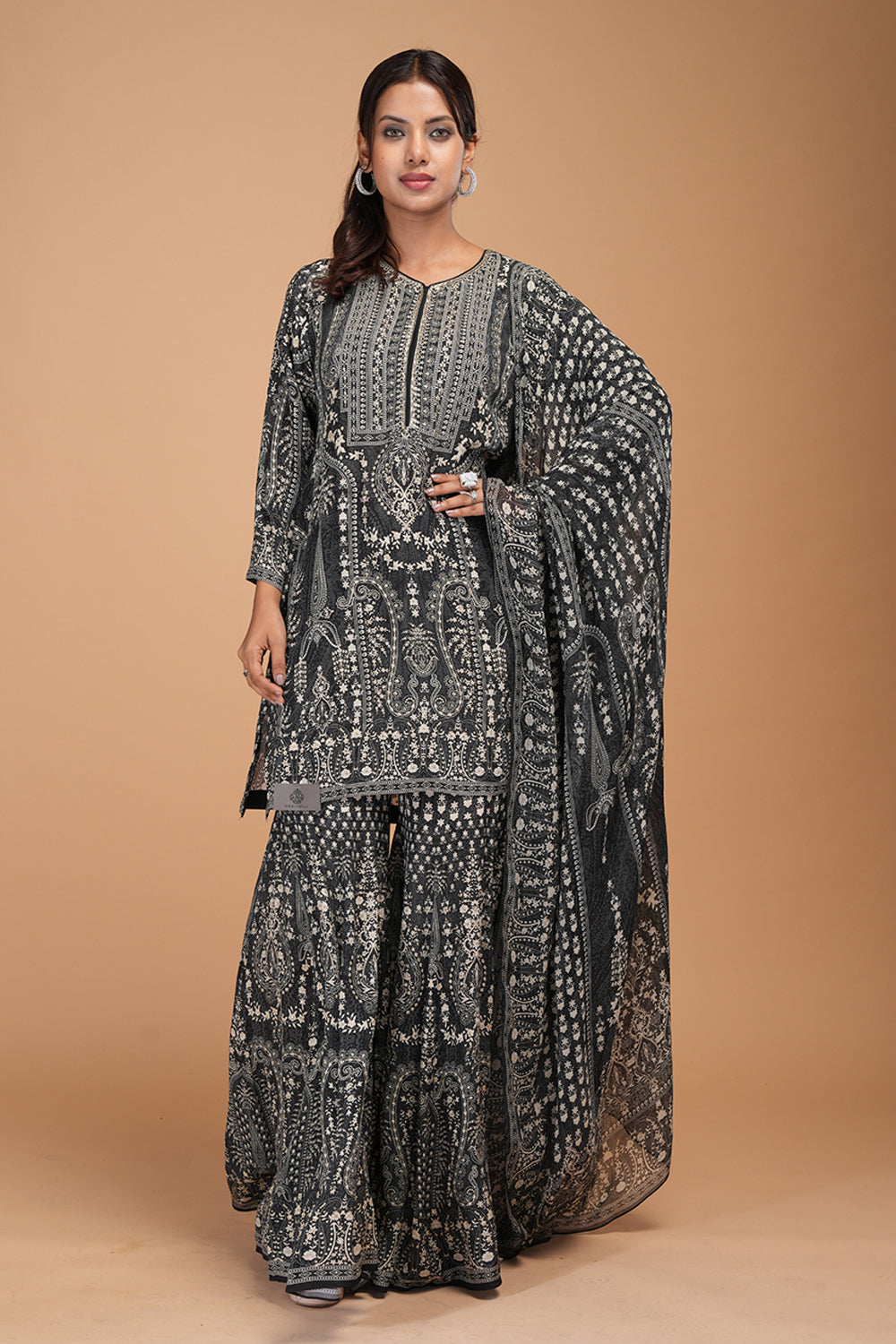 Black Sharara Set