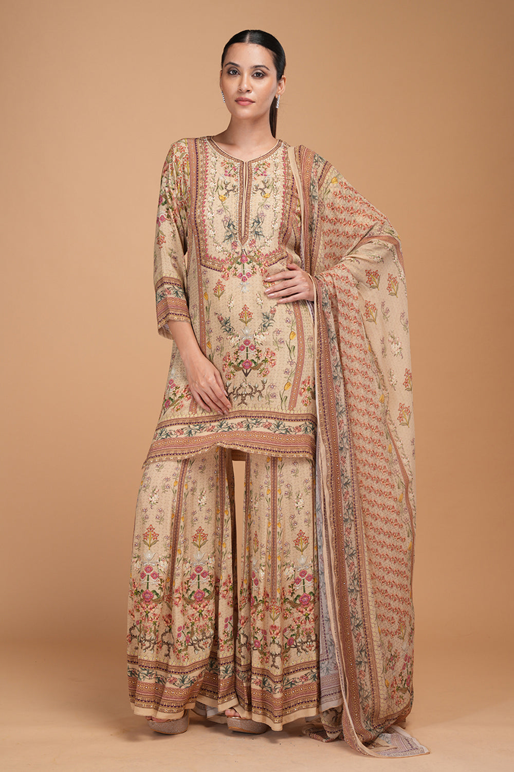 Beige Sharara Set